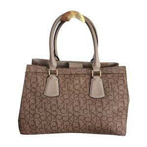 Calvin Klein logo shoulder bag beige and tan